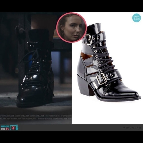 Chloé Rylee Cut-Out Leather Ankle Boot Heel Buckle Open-Toe Black EU 37.5 NIB - Picture 15 of 15